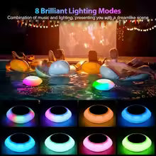 IPX7 Waterproof Bluetooth Speaker with RGB Lights, Floating Pool Speaker for Shower, Beach, Hot Tub, Wireless Portable Audio