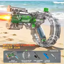 Energy Gathering Ring Electric Water Gun LED Lighting Linkage Deformation Continuous Shooting Toy Summer Beach Pool Games Gift