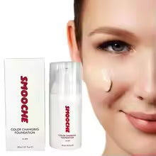 SMOOCHE Color Changing Foundation Long-Lasting Makeup Self-Adjusting Shade Conceal Imperfections for Flawless Skin Lightweight