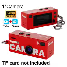 KEBIDU Thumb Camera 1080P FHD Portable Keychain Mini Action Camera Retro with TFT LCD Screen CCD Support Memory Card Full HD