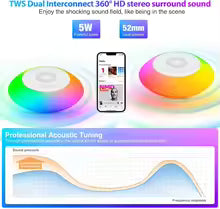 IPX7 Waterproof Bluetooth Speaker with RGB Lights, Floating Pool Speaker for Shower, Beach, Hot Tub, Wireless Portable Audio